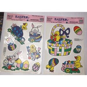 Vintage Lot 2 Easter Window Clings Window Decor Visible both sides￼ Artform 1991
